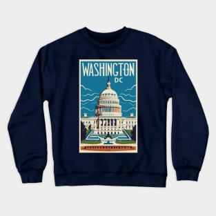 A Vintage Travel Art of Washington DC - US Crewneck Sweatshirt